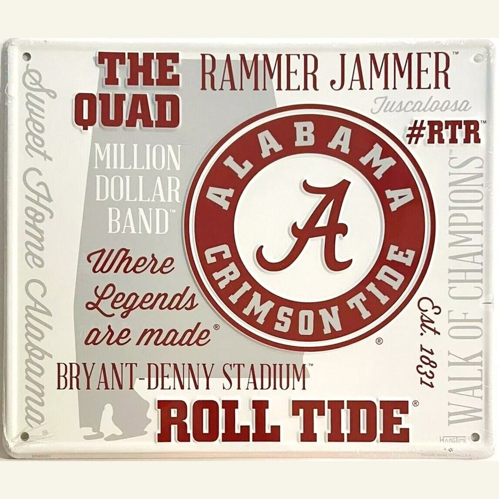 Alabama Crimson Tide Fan Cloud College Licensed Embossed Sign 12" x 14" Home & Garden:Home Décor:Plaques & Signs Style Your Walls
